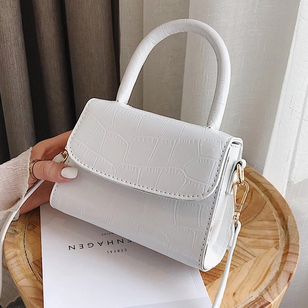 NWT MINI  BAG CROCO EMBOSSED FAUX LEATHER